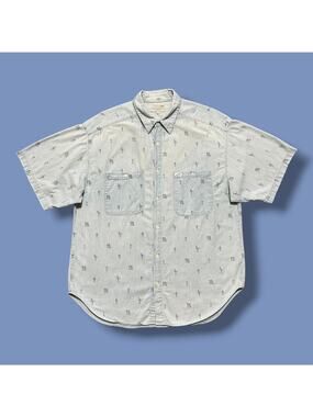 Vintage Guess Shirt Golf Print Button Up Georges Marciano Light Blue Mens L/XL